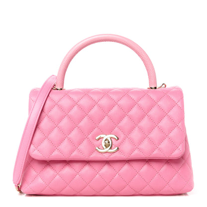 Chanel Caviar Lizard Embossed Quilted Small Coco Handle Flap Pink 1 of 11