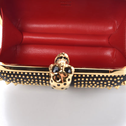 Alexander McQueen Calfskin Studded Britannia Skull Box Clutch Black 5 of 8