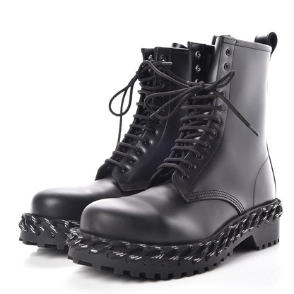 Balenciaga Calfskin Woven Detail Mens Combat Boots 40 Black 3 of 11