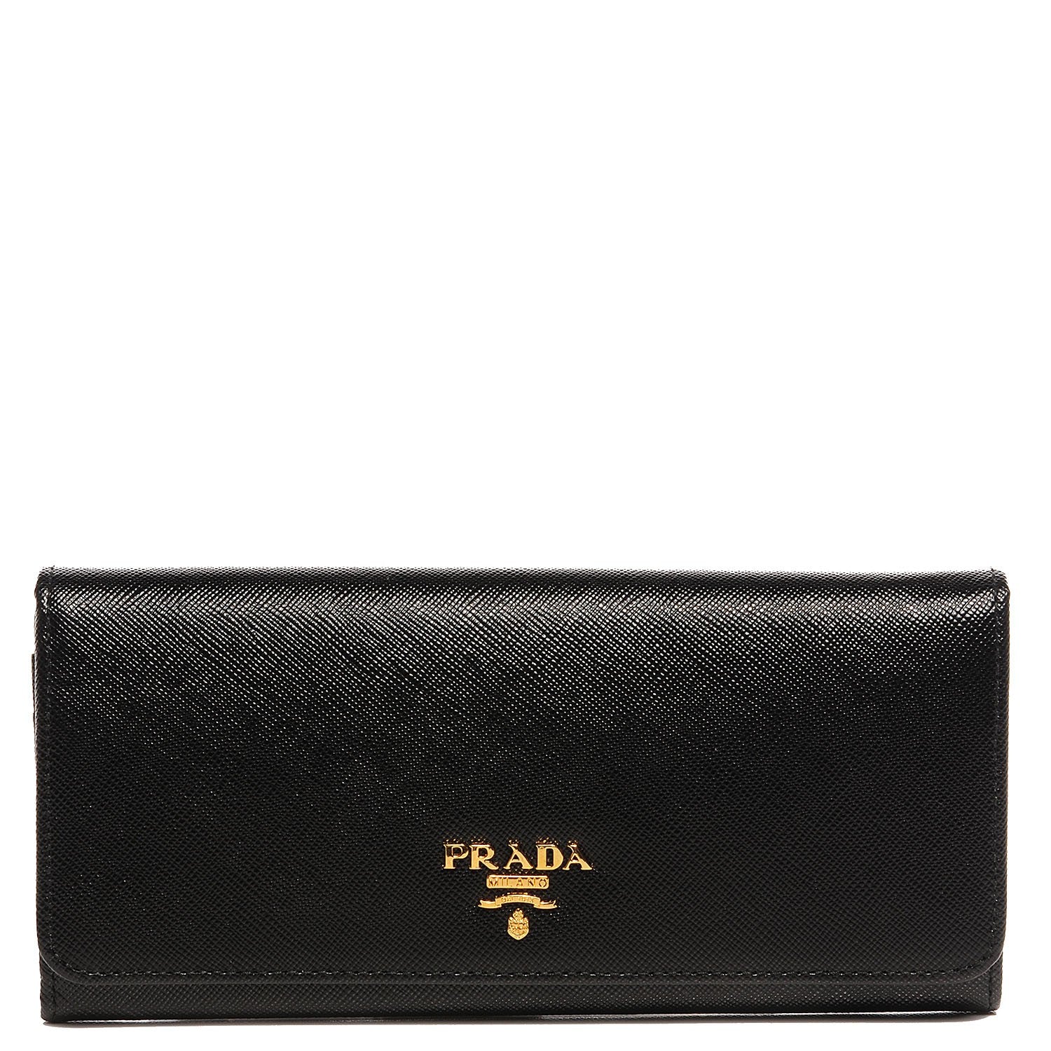 Prada Saffiano Metal Continental Flap Wallet Nero Black 1 of 12