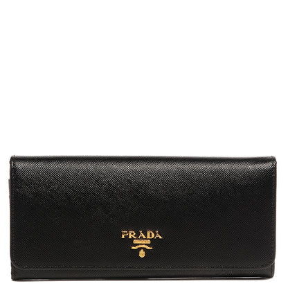 Prada Saffiano Metal Continental Flap Wallet Nero Black 1 of 12