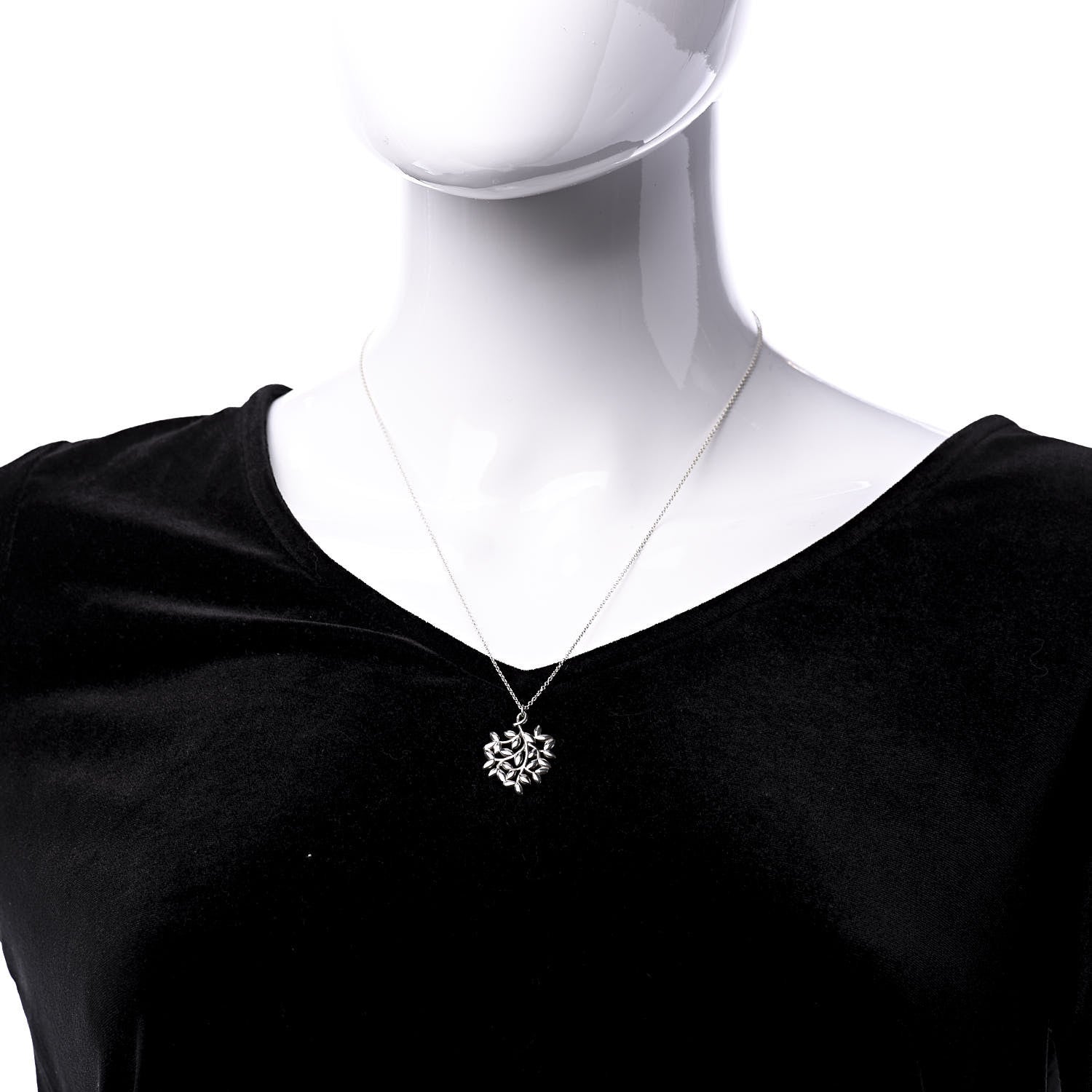 Tiffany Sterling Silver Paloma Picasso Olive Leaf Heart Branch Pendant Necklace 2 of 6