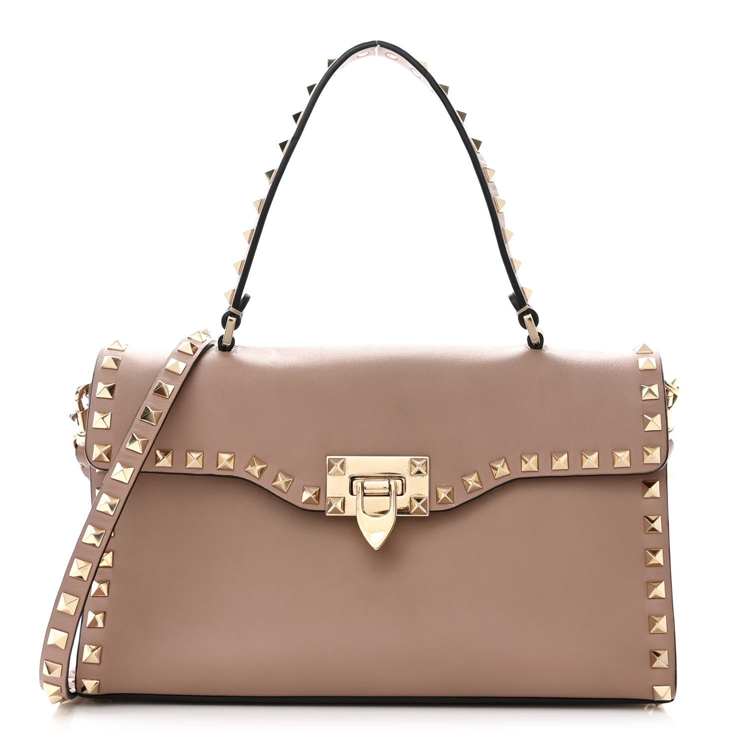 Valentino Garavani Vitello Small Rockstud Single Handle Flap Bag Poudre 1 of 11