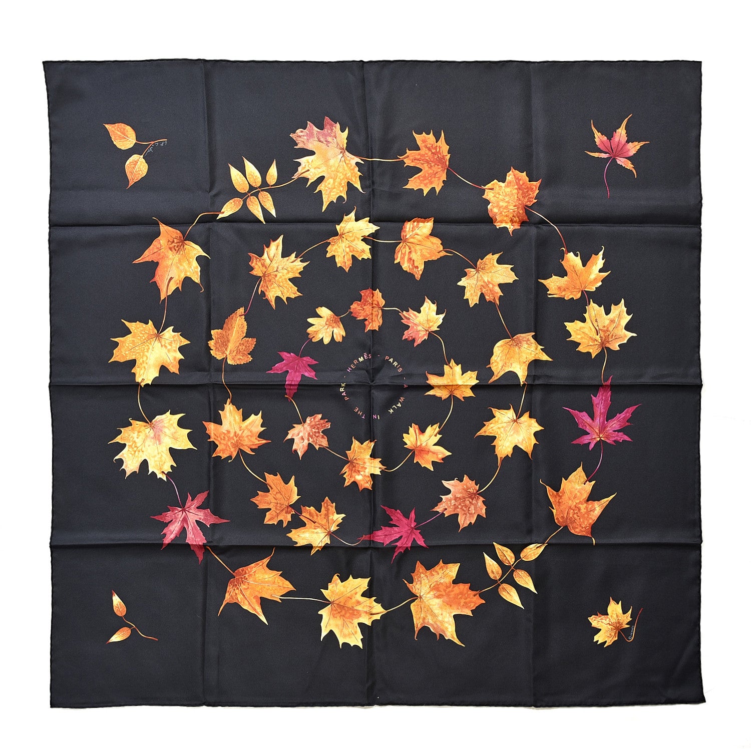 Hermes Silk A Walk In The Park Scarf 90 Black 1 of 6