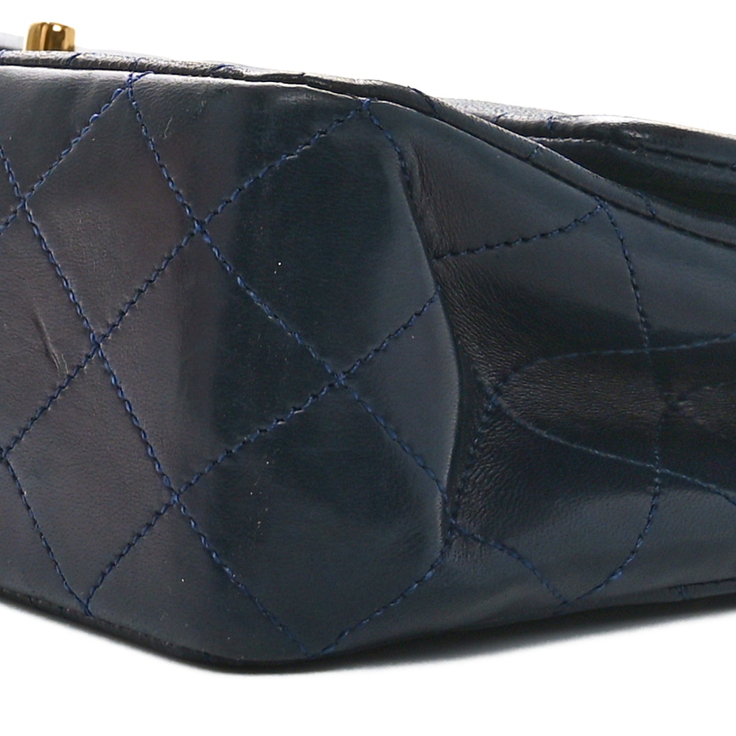 Lambskin Quilted Small Double Flap Navy