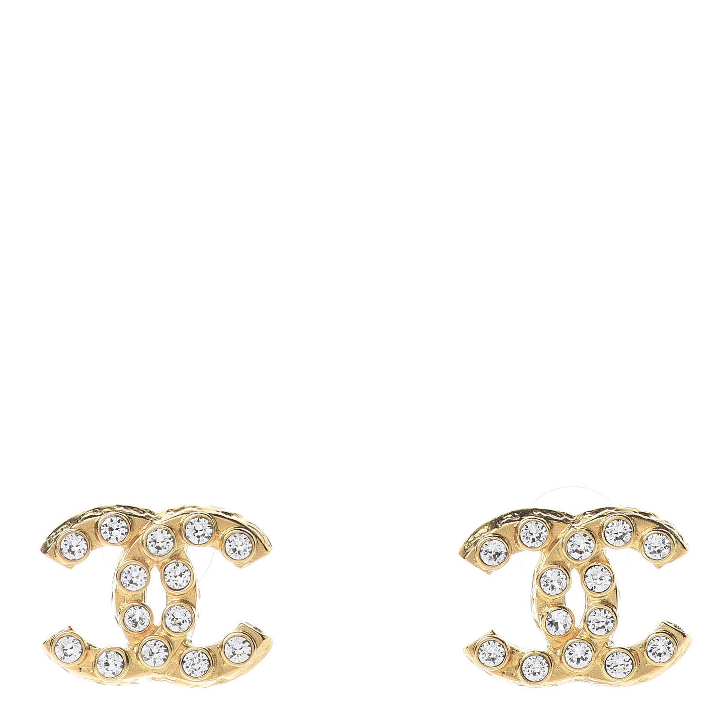 Crystal CC Large Stud Earrings Gold