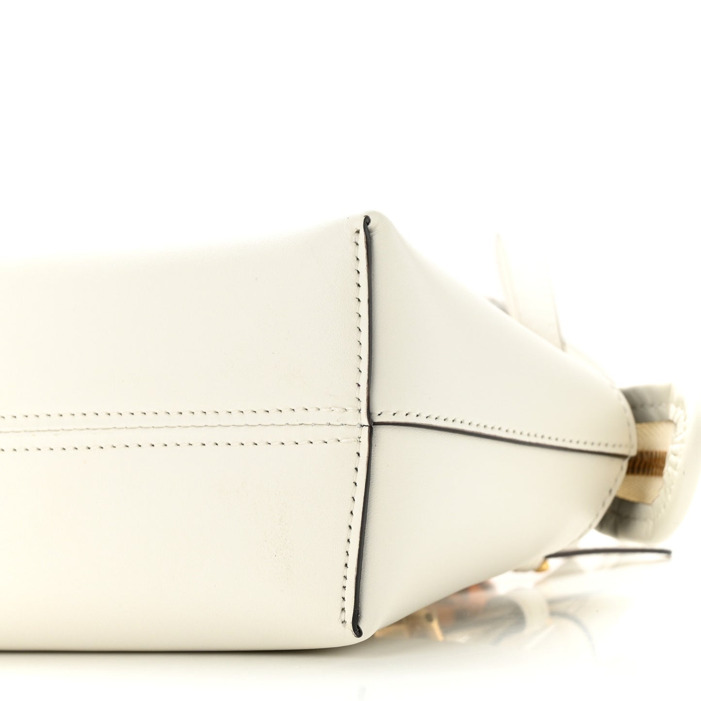 Vitello King Plexiglass Logo Embossed Mini By The Way Top Handle Boston Bag White Rice