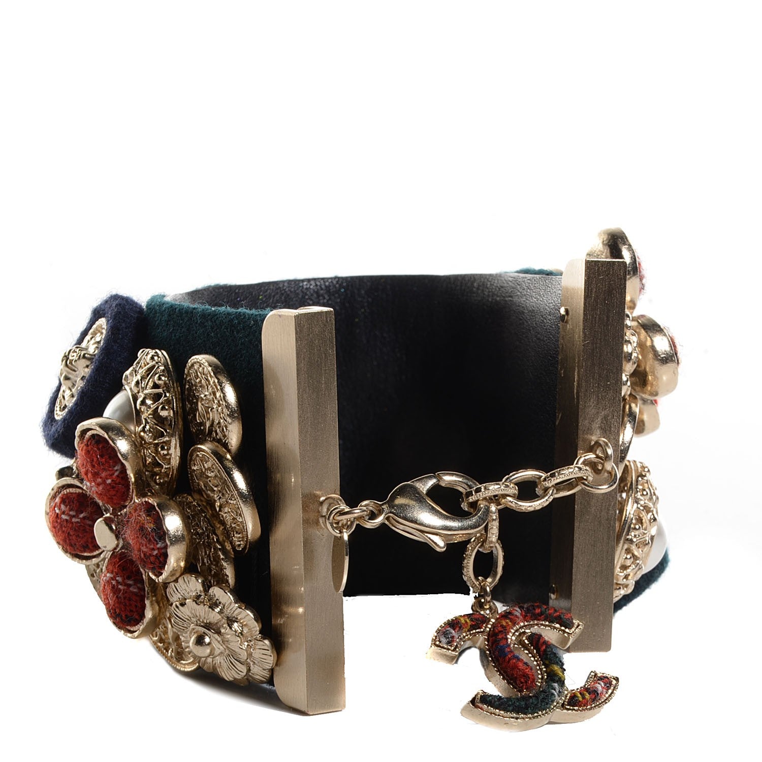 Chanel Tartan Tweed Paris Edinburgh Bracelet Gold 3 of 4