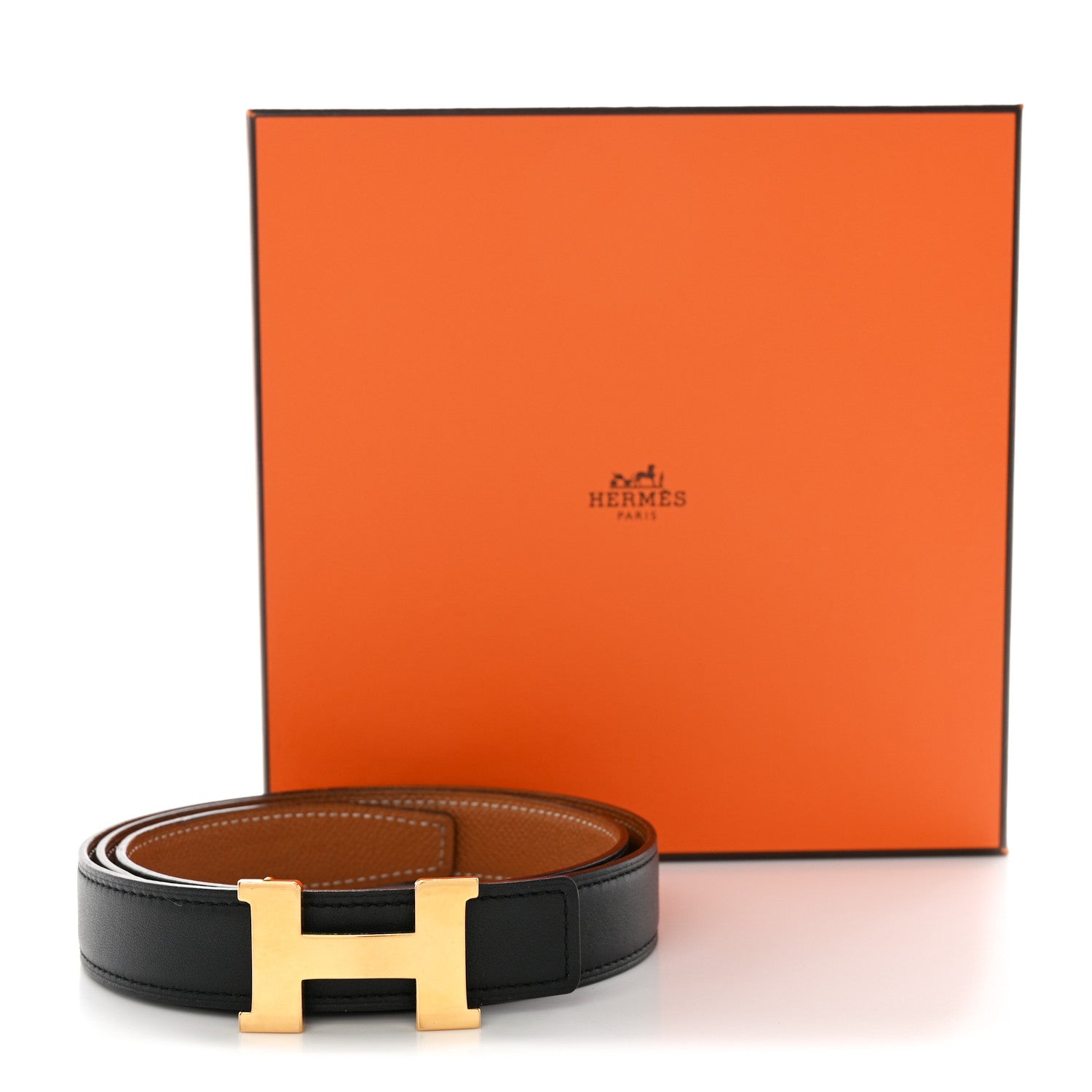 Hermes Swift Epsom 24mm Mini Constance H Belt 85 34 Black Gold 7 of 7