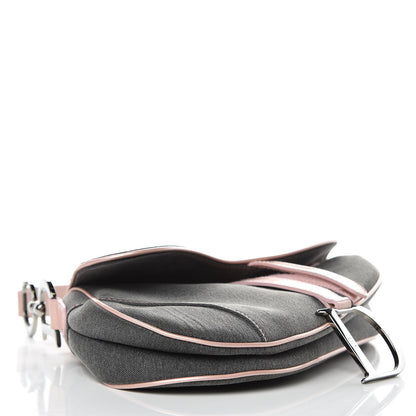 Christian Dior Patent Denim Jeans Saddle Bag Grey Pink 4 of 12