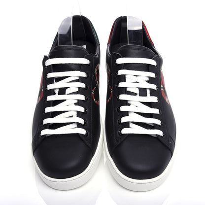 Gucci Calfskin Kingsnake Mens Ace Sneakers 9.5 Black Multicolor 4 of 9