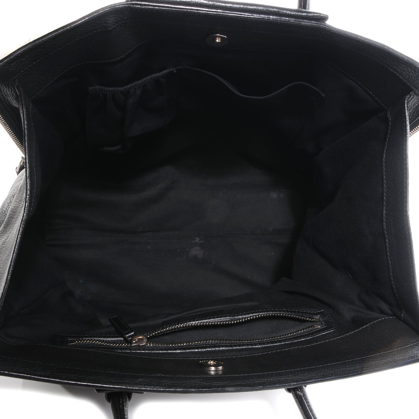 Grained Goatskin Antigona Zippered Tote Black
