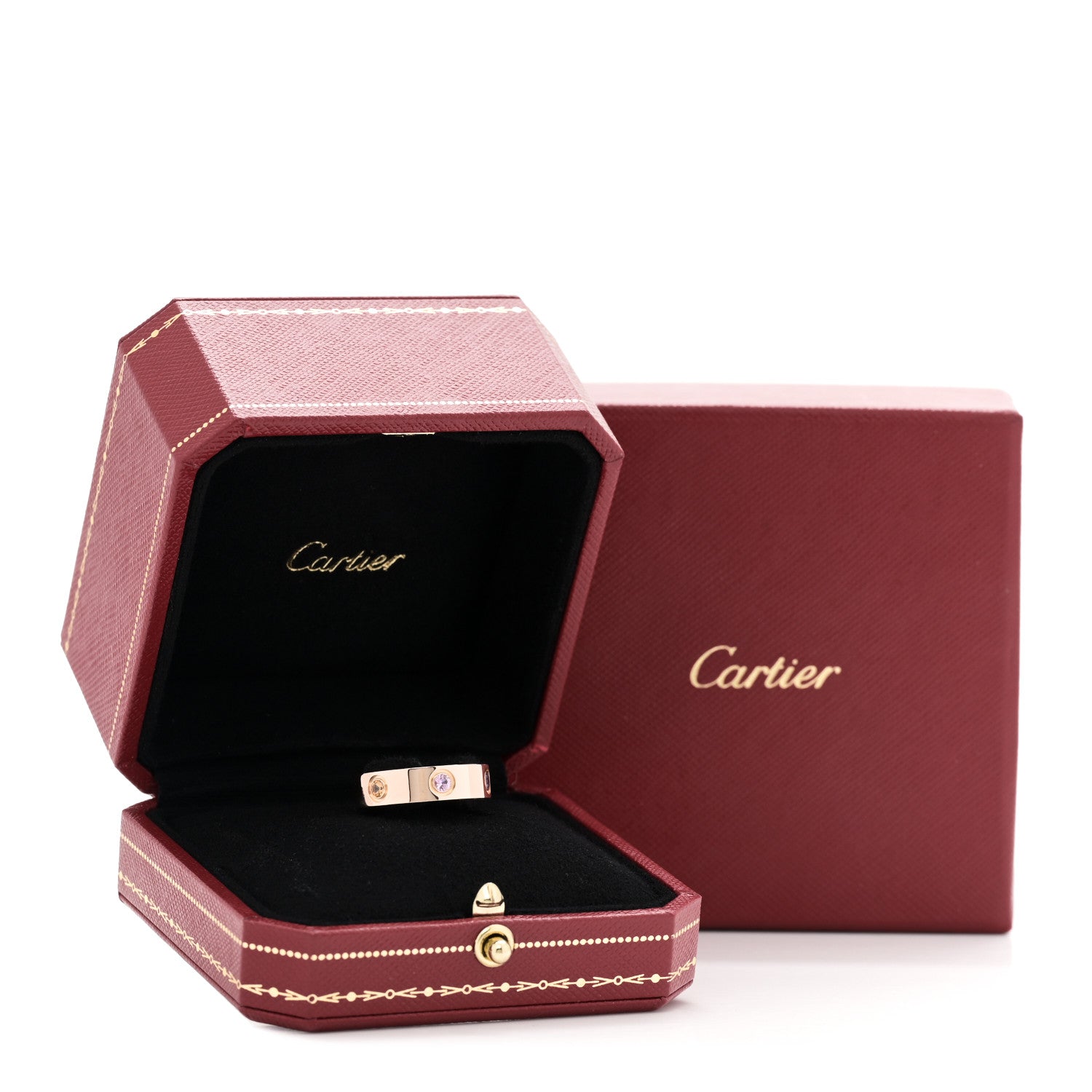Cartier 18K Pink Gold Sapphire Garnet Amethyst 5.5mm LOVE Ring 53 6.5 5 of 5