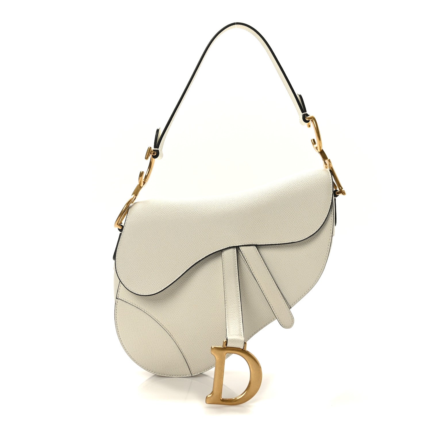 Christian Dior Grained Calfskin Saddle Bag White 1 of 9