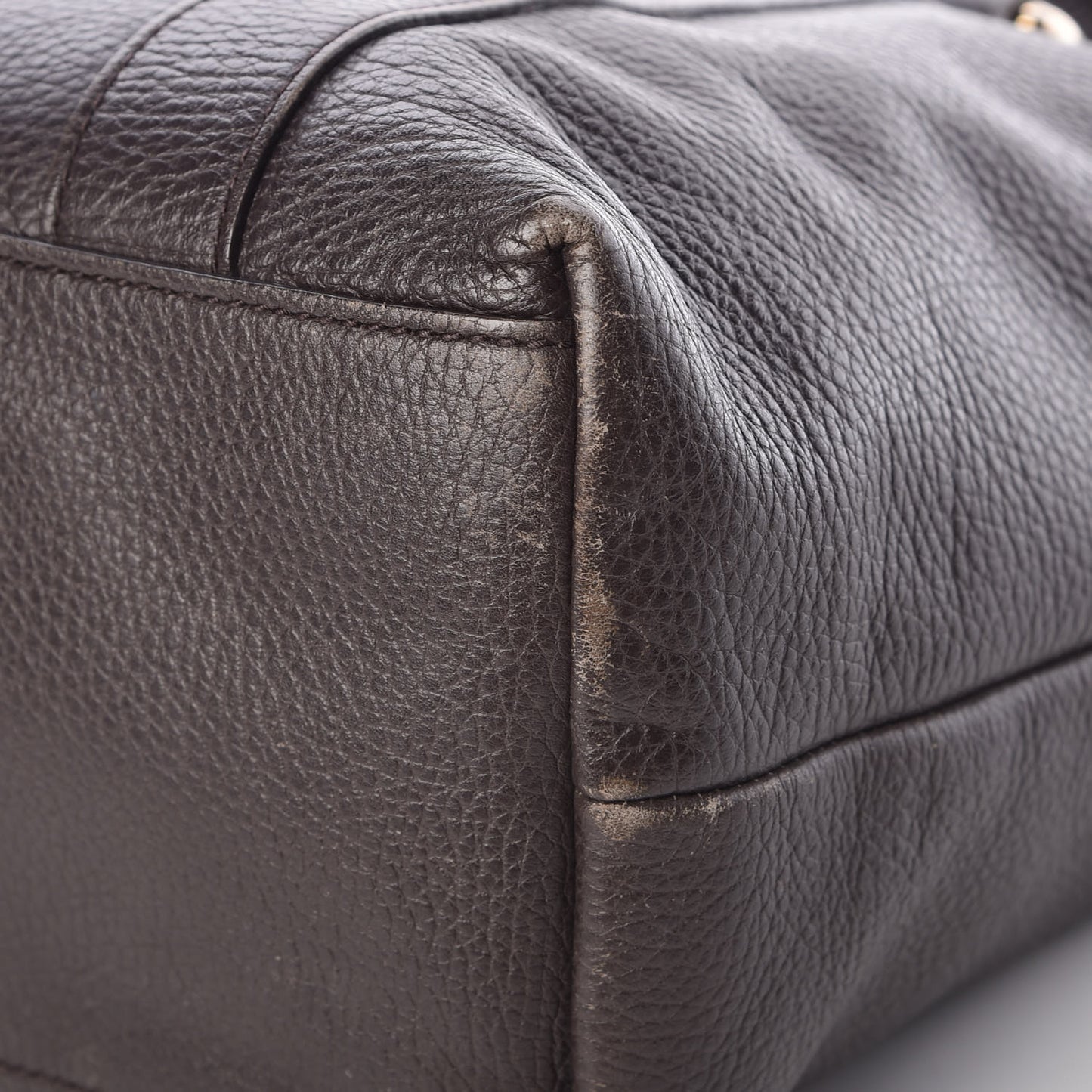 Calfskin Bamboo Top Handle Tote Dark Brown