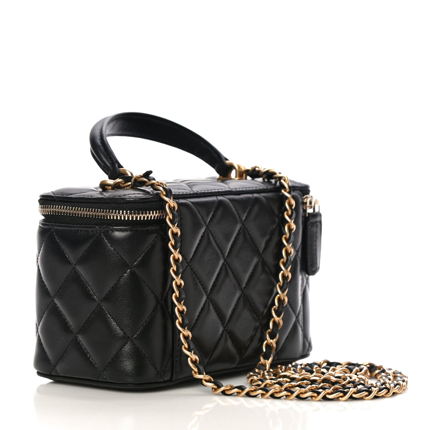 Chanel Lambskin Quilted Small Top Handle Vanity Case With Chain Black 3 of 12