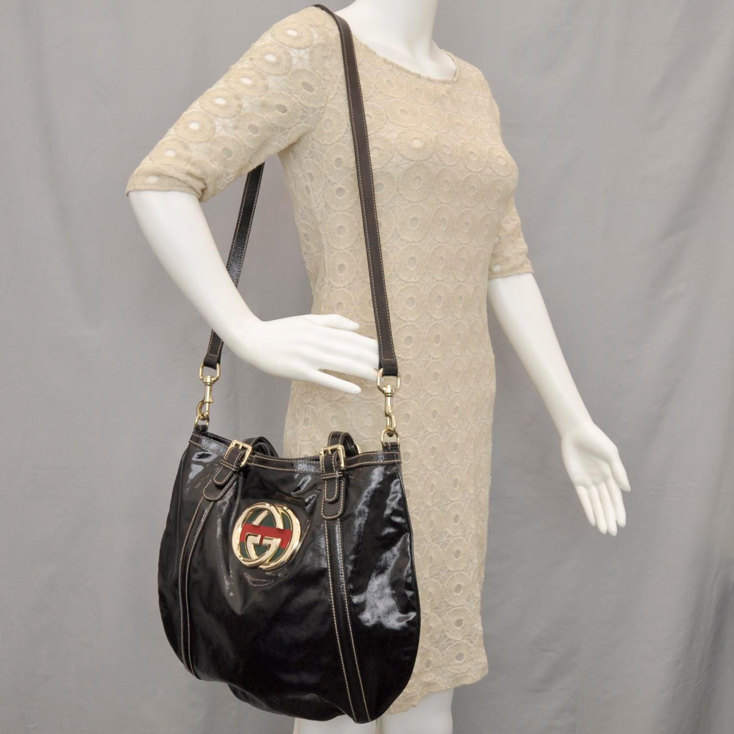 Gucci Dialux Medium Britt Shoulder Bag Black 2 of 10