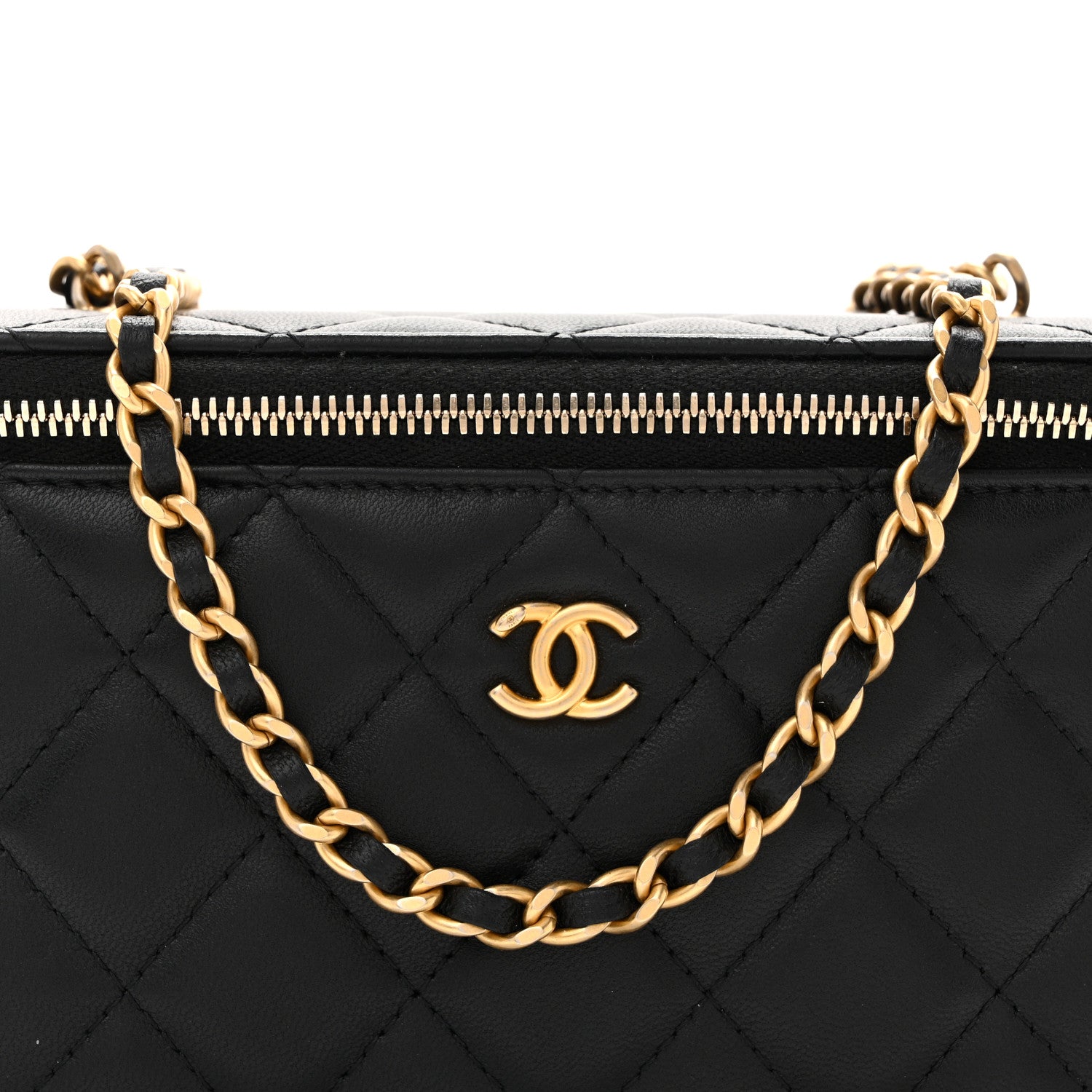 Chanel Lambskin Quilted Pearl Crush Small Vanity Case With Chain Black 8 of 11