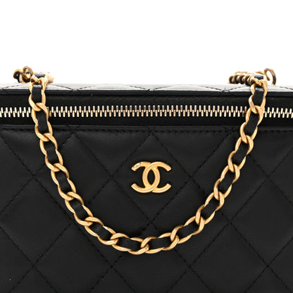 Chanel Lambskin Quilted Pearl Crush Small Vanity Case With Chain Black 8 of 11