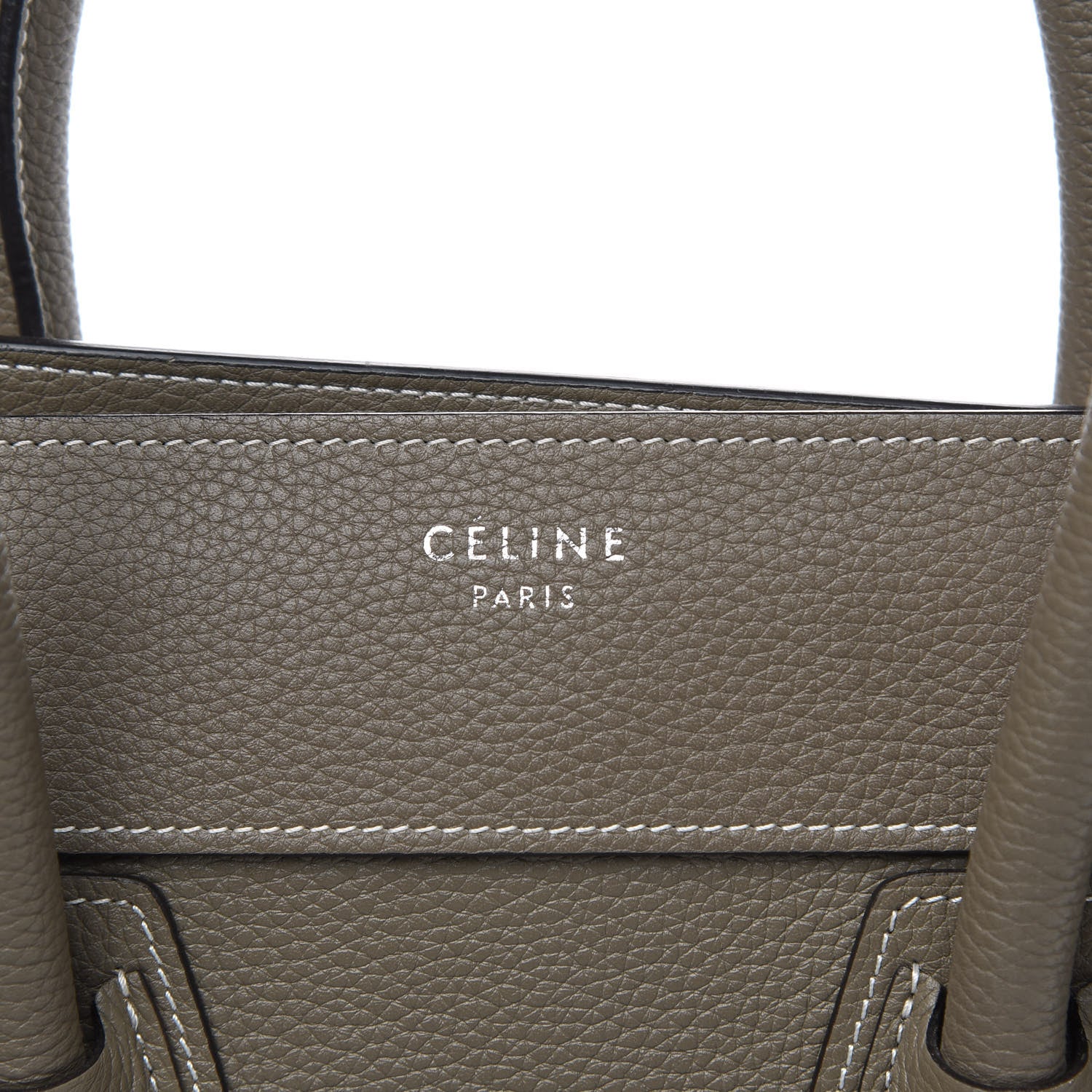 Celine Drummed Calfskin Mini Luggage Souris 8 of 15