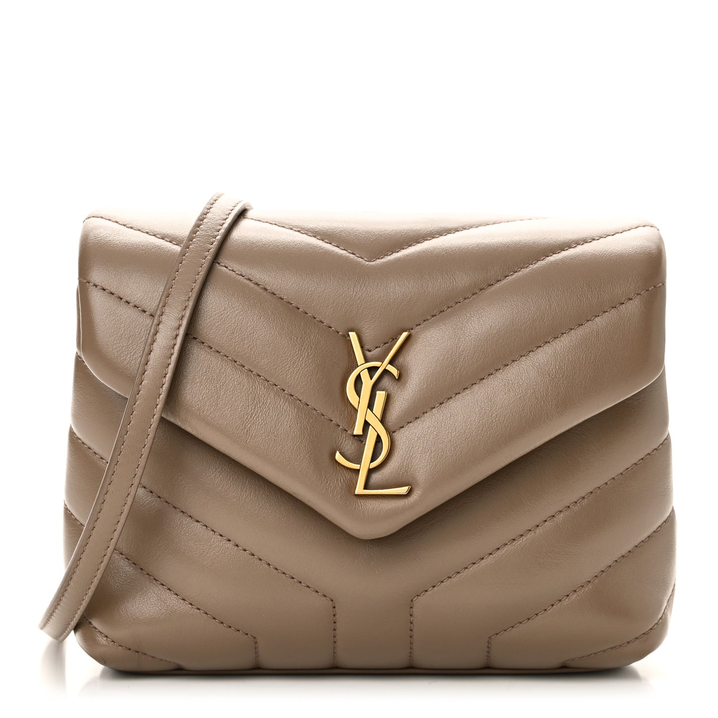 Calfskin Y Quilted Monogram Toy Loulou Crossbody Bag Dark Beige