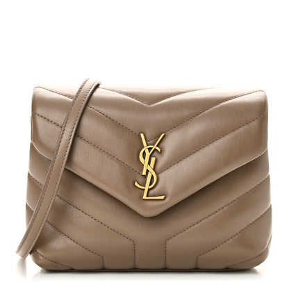 Saint Laurent Calfskin Y Quilted Monogram Toy Loulou Crossbody Bag Dark Beige 1 of 9