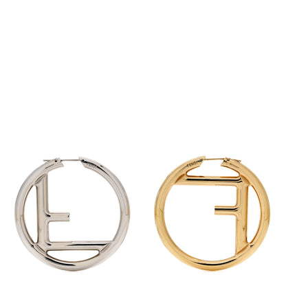Fendi Metal FF Hoop Earrings Gold Silver 1 of 4