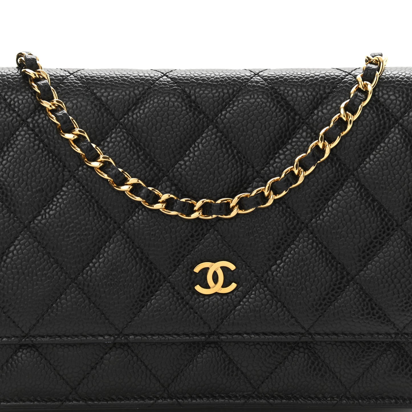 Caviar Quilted Wallet On Chain WOC Black