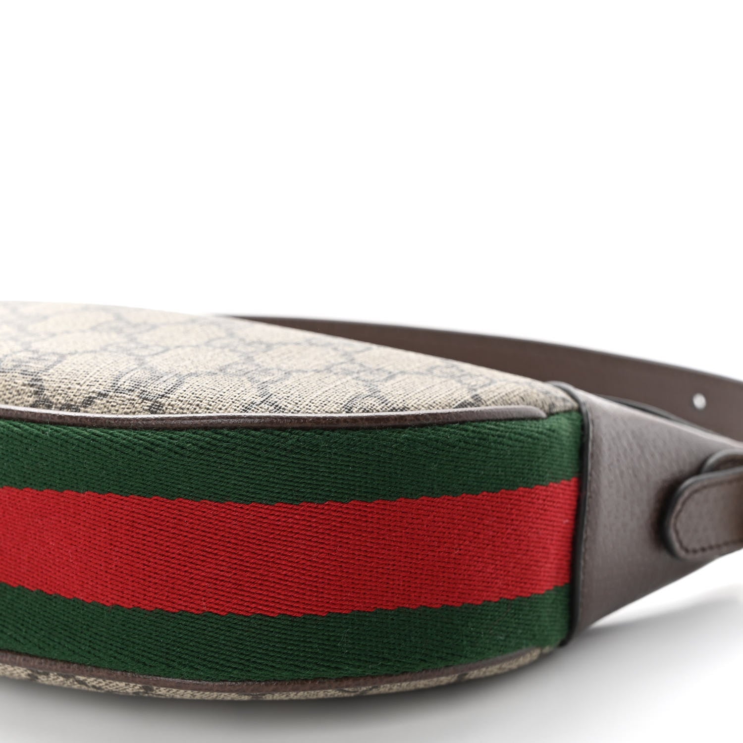 Gucci GG Supreme Monogram Textured Calfskin Web Mini Ophidia Half Moon Hobo Beige Ebony New Acero 10 of 13