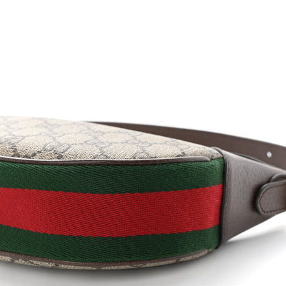 Gucci GG Supreme Monogram Textured Calfskin Web Mini Ophidia Half Moon Hobo Beige Ebony New Acero 10 of 13