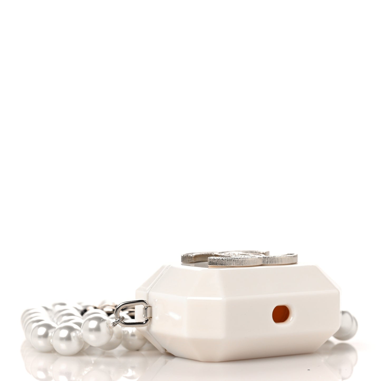 Resin Crystal Pearl Lambskin Airpods Pro Holder Necklace Pearly White