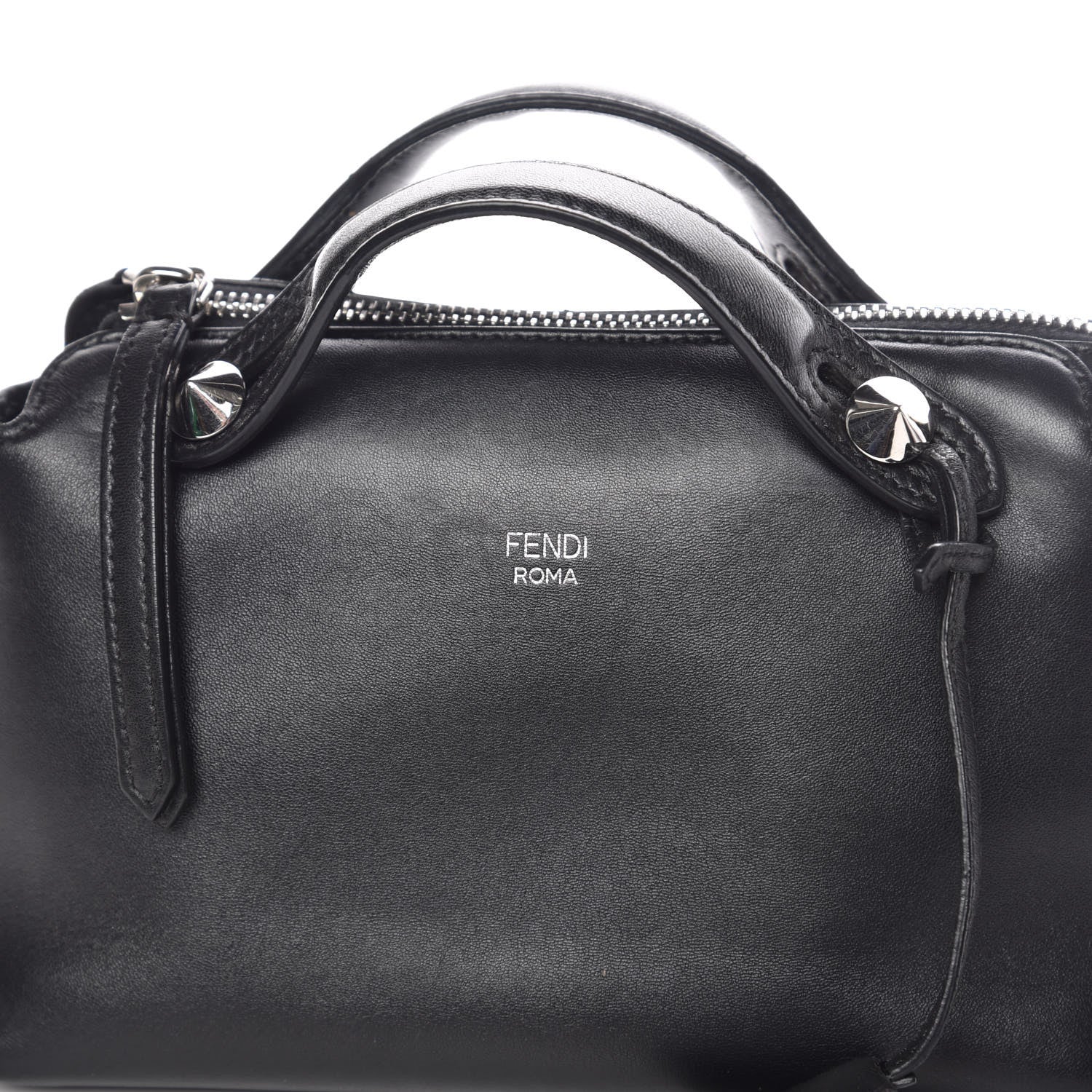 Fendi Shiny Nappa Crystal Croc Tail Mini By The Way Boston Bag Black Smoky Quartz 10 of 12
