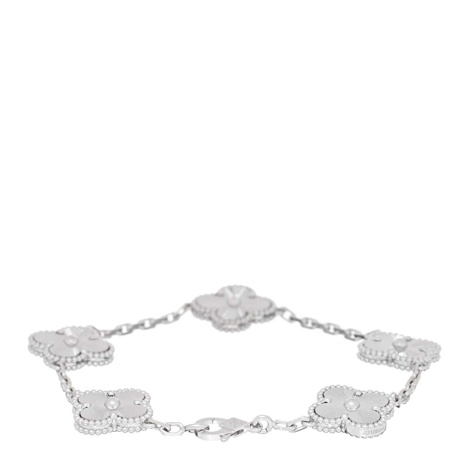 Van Cleef & Arpels 18K White Gold 5 Motifs Guilloche Vintage Alhambra Bracelet 2 of 3