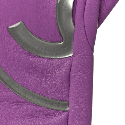 Chanel Lambskin CC Fingerless Gloves 7.5 Purple 9 of 9