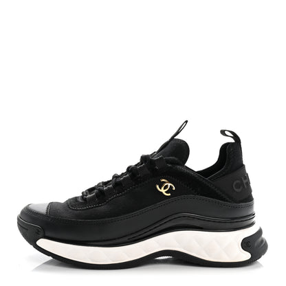 Chanel Velvet Calfskin Mixed Fibers CC Sneakers 36 Black 1 of 10