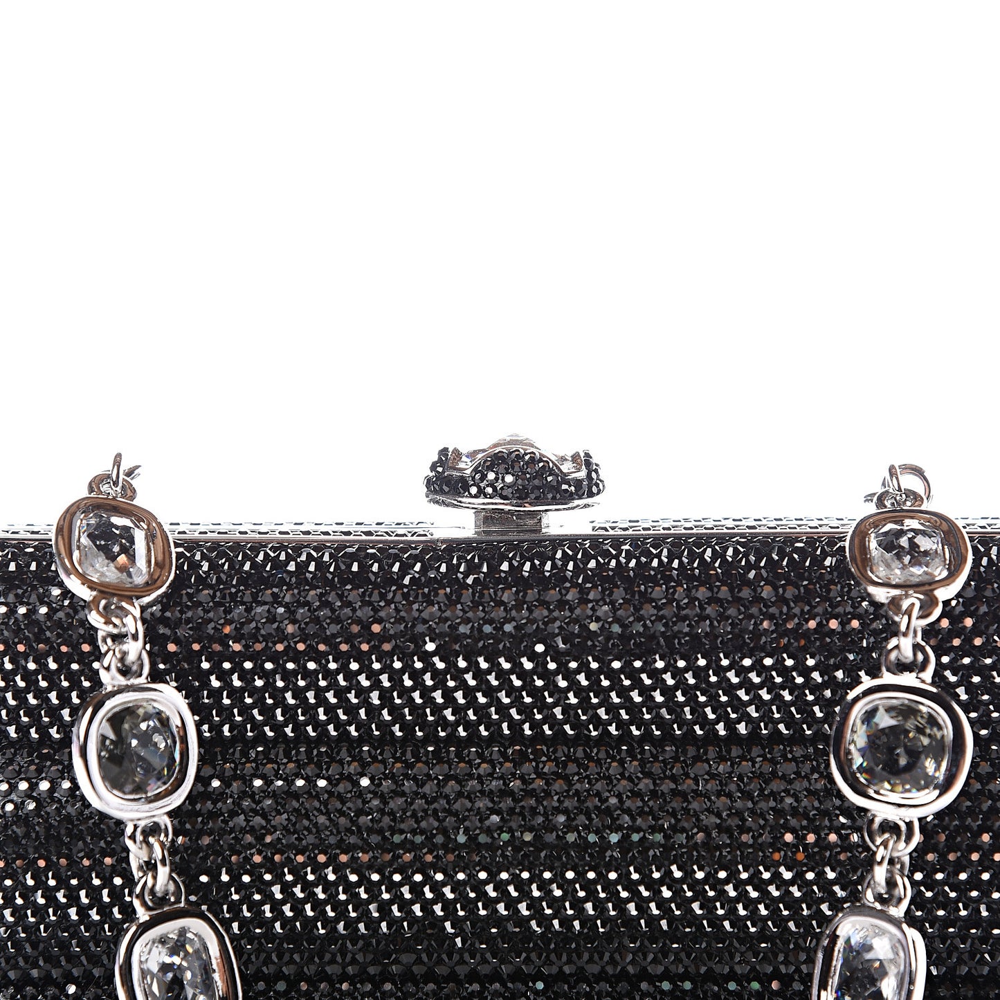 Swarovski Crystal Minaudiere Clutch Black Silver