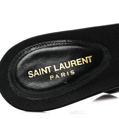 Saint Laurent Crepe Satin Gippy Mule Sandals 38 Black 7 of 9