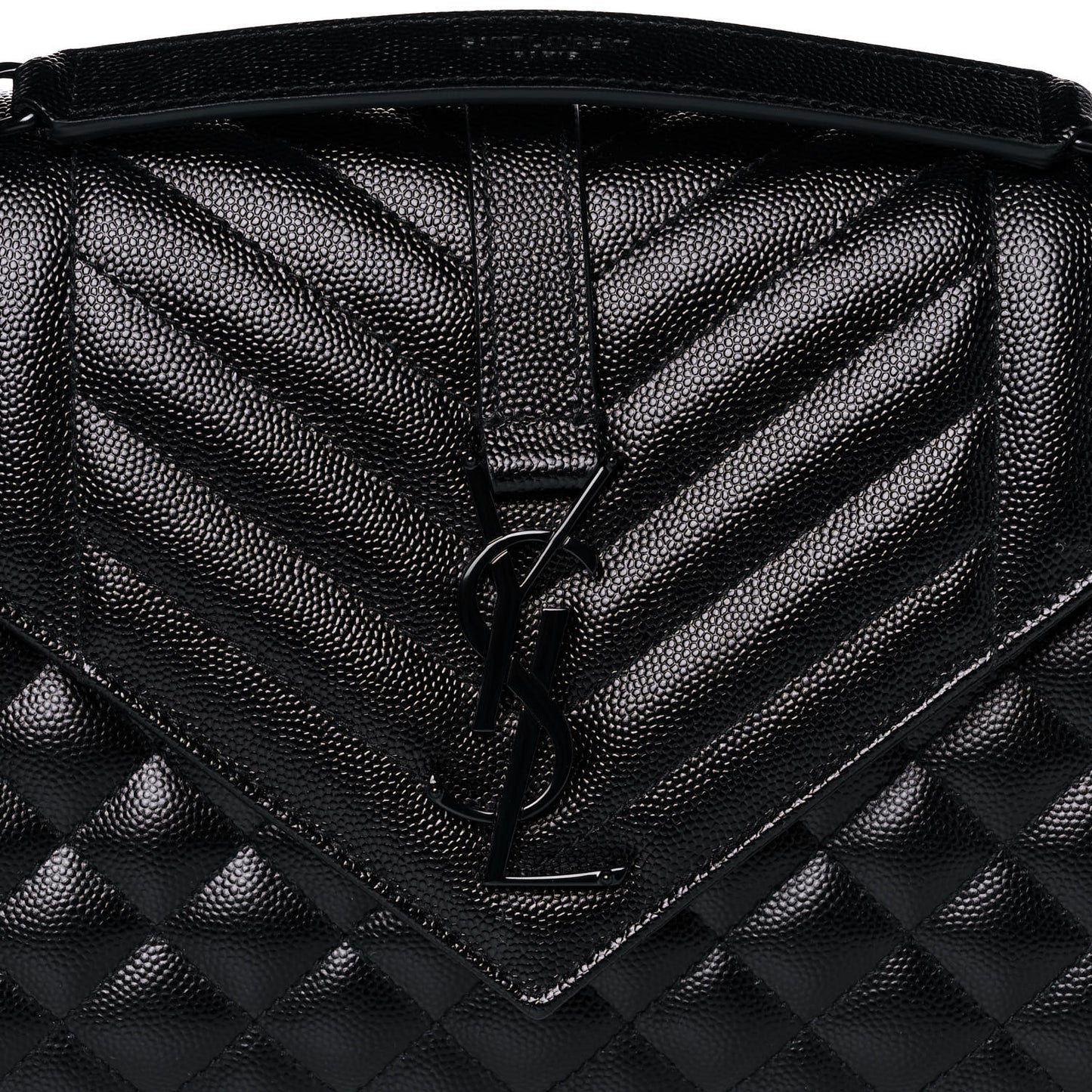 Grain De Poudre Textured Mixed Matelasse Triquilt Medium Monogram Satchel Black