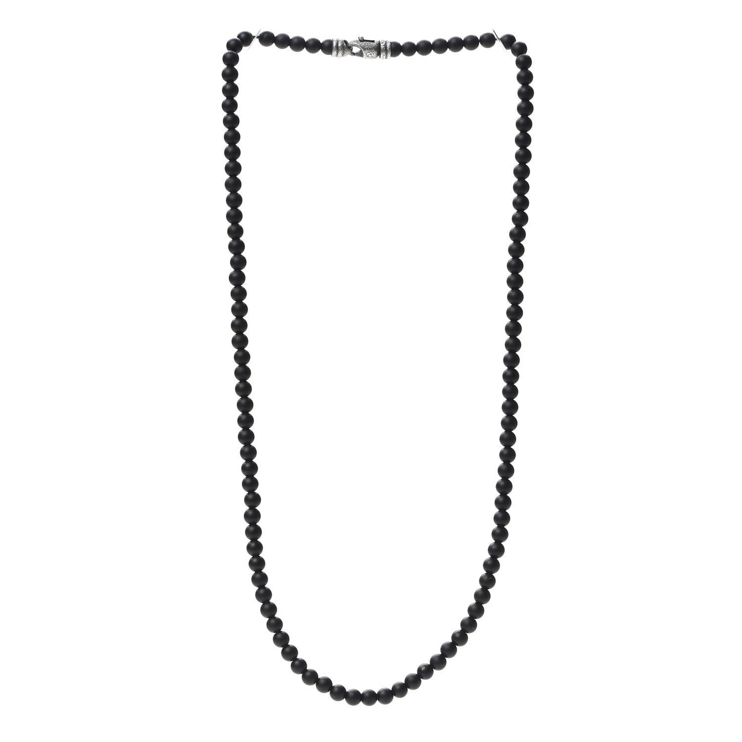 Sterling Silver Black Onyx 5mm Spiritual Beads Necklace