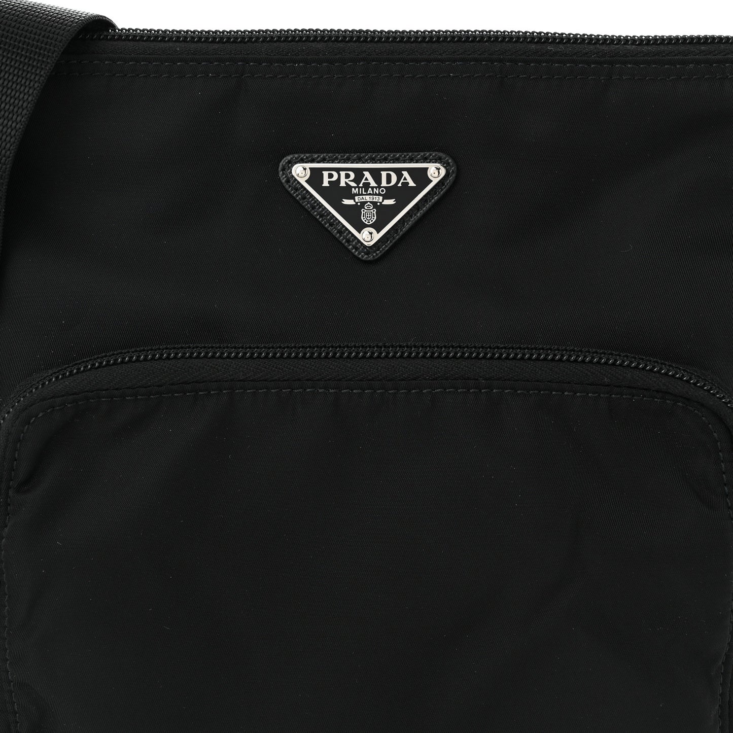 Tessuto Nylon Saffiano Flat Messenger Bag Black