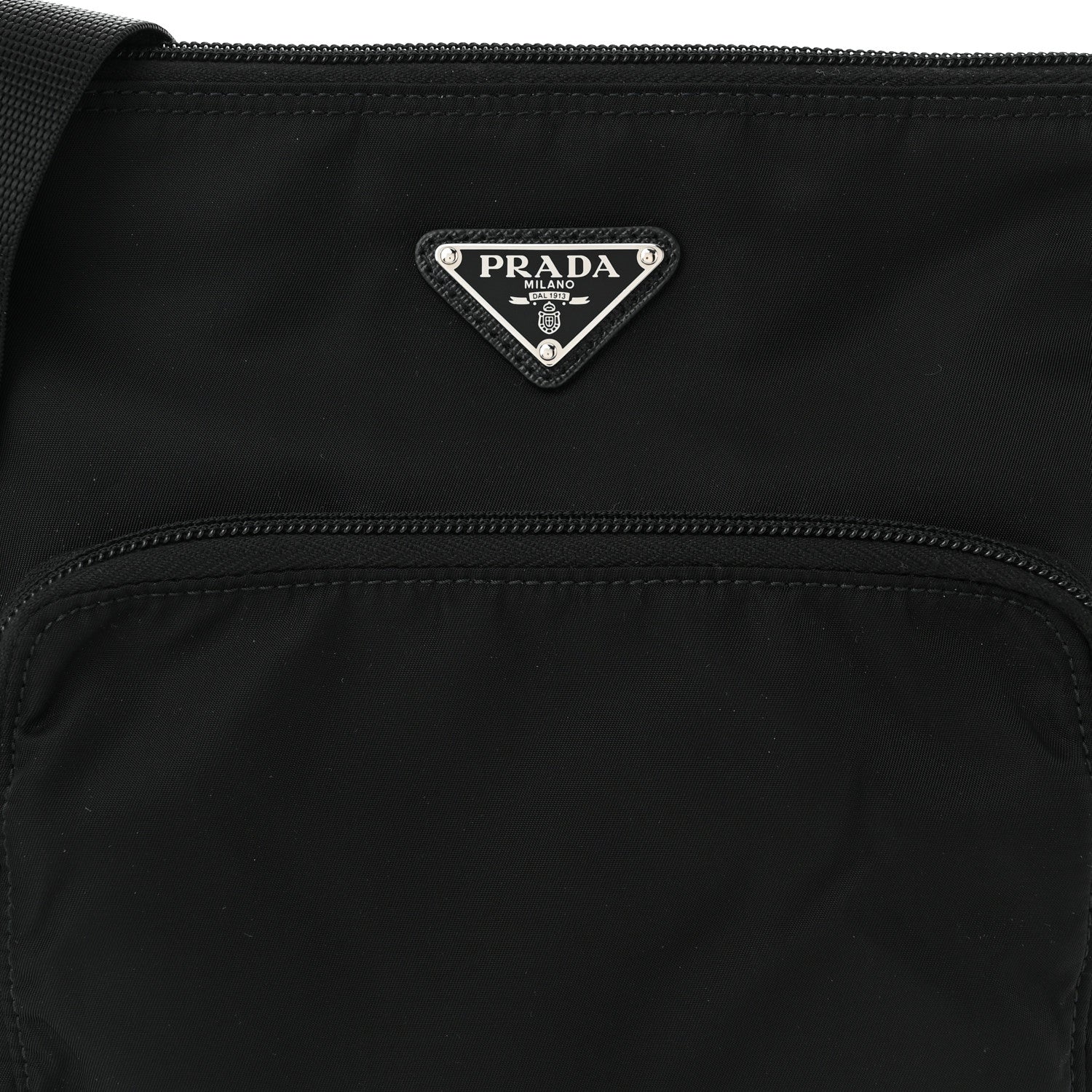 Prada Tessuto Nylon Saffiano Flat Messenger Bag Black 8 of 10