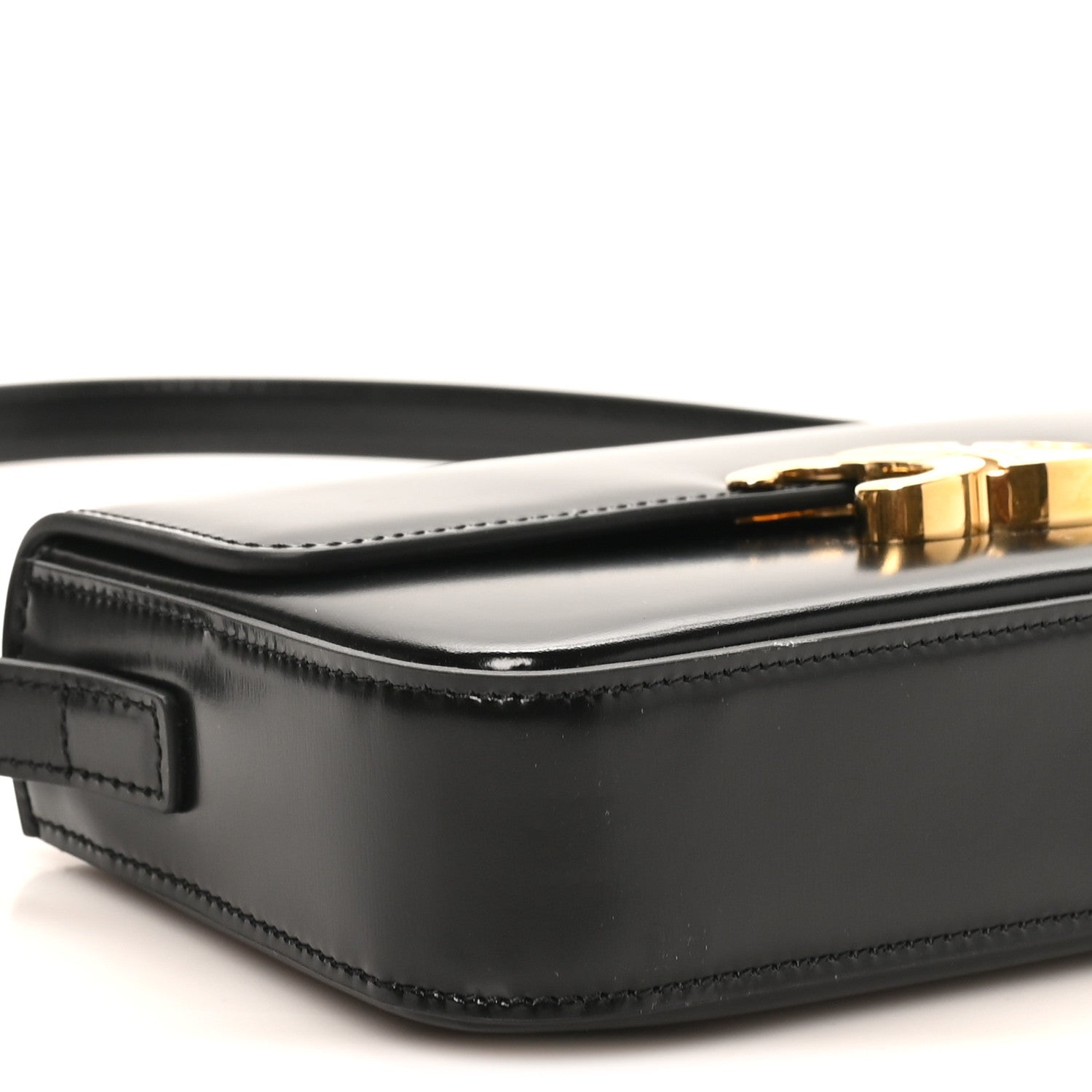 Celine Shiny Calfskin Triomphe Shoulder Bag Black 8 of 9