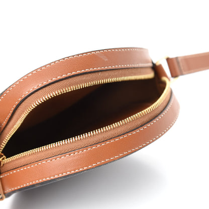 Celine Lambskin Triomphe Canvas Round Purse On Strap Black Tan 5 of 10