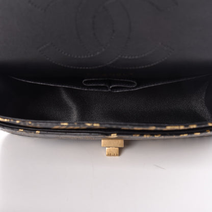 Chanel Calfskin Crocodile Embossed Graffiti 2.55 Cocodile Reissue 225 Flap Black Gold 5 of 14