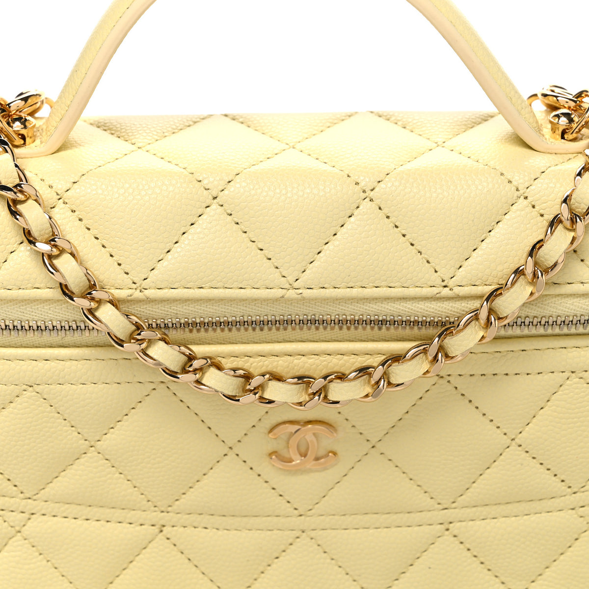 Chanel Caviar Quilted Trendy Handle Slim Vanity Light Yellow 8 of 11