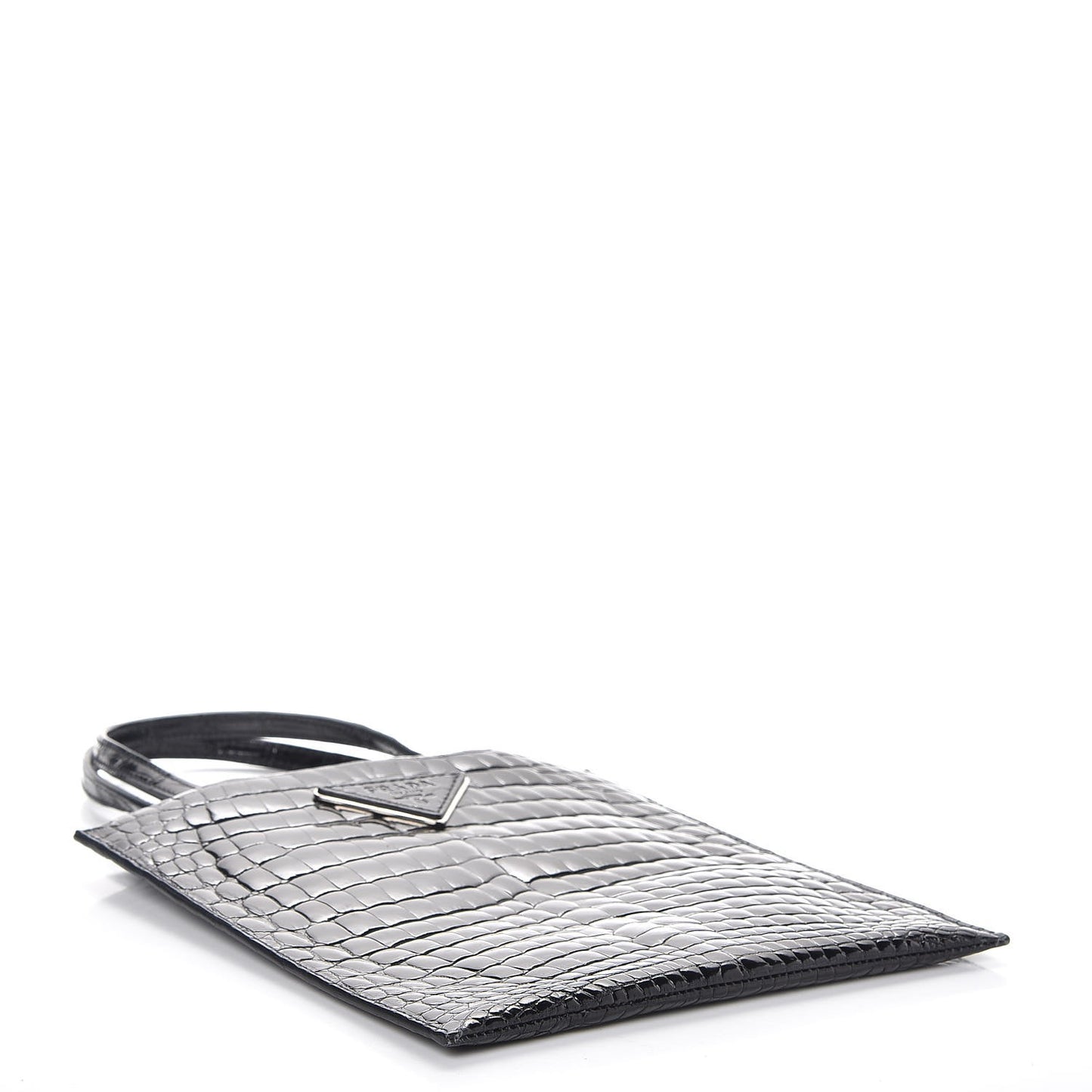 Calfskin Crocodile Embossed Small Tote Nero Black
