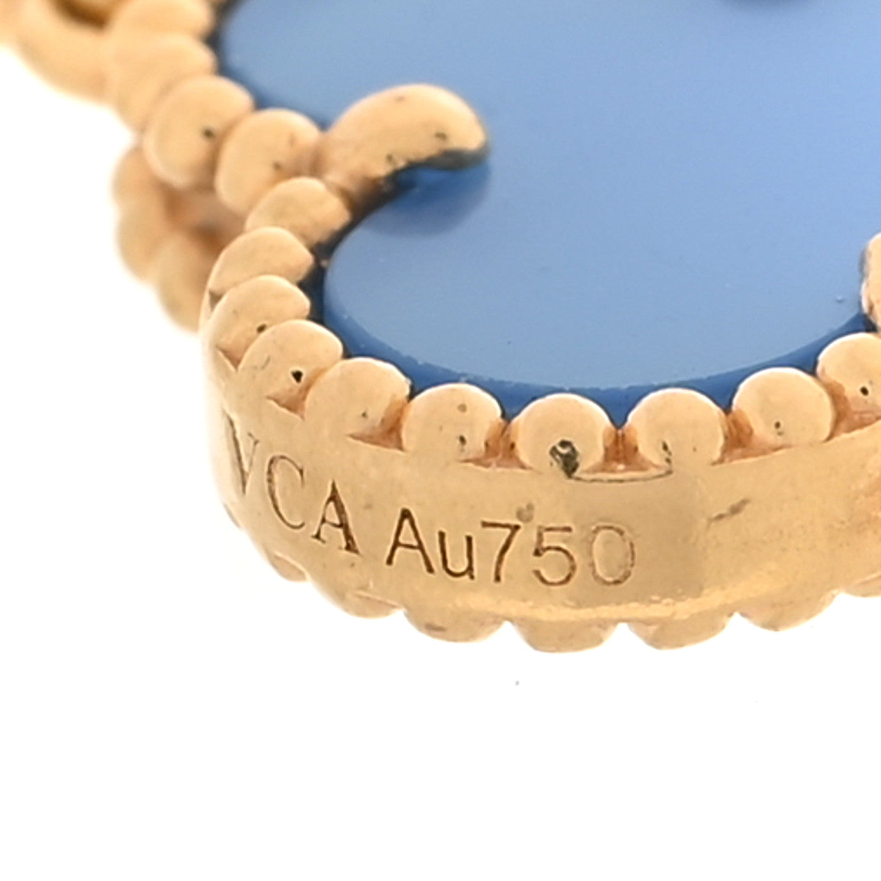 18K Yellow Gold Blue Agate 5 Motifs Vintage Alhambra Bracelet