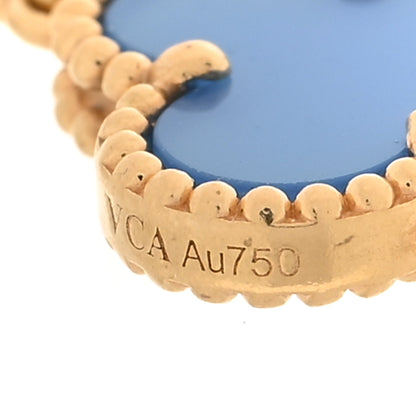 Van Cleef & Arpels 18K Yellow Gold Blue Agate 5 Motifs Vintage Alhambra Bracelet 4 of 6