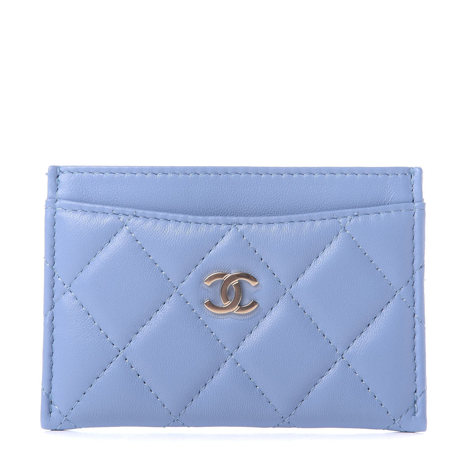 Chanel Lambskin Quilted Card Holder Light Blue 1 of 11