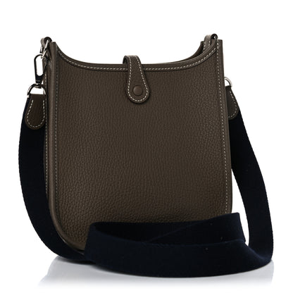 Hermes Taurillon Clemence Amazone Evelyne TPM Etoupe Bleu Indigo 3 of 11